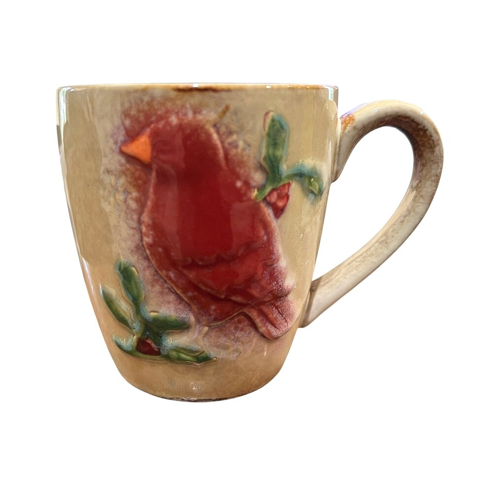 Vintage Cardinal Red Bird Raised Design Walgreens Mug  Artsy  Christmas Vibes